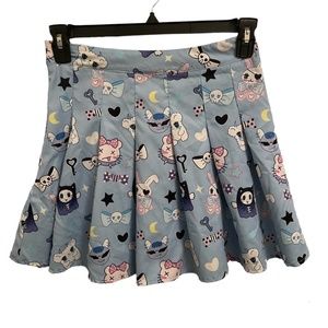 ROMWE Anime Cartoon Skull Print Pleated Skirt Size 6